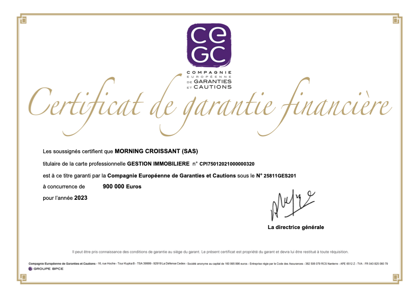 garantie financire MorningCroissant