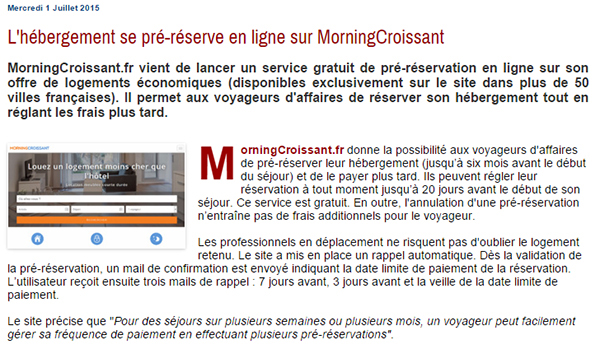 Article sur MorningCroissant