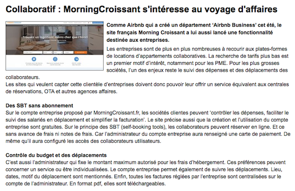 Article sur MorningCroissant