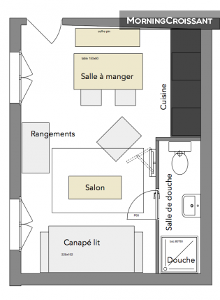 Studio en rez-de-chaussée sur cour