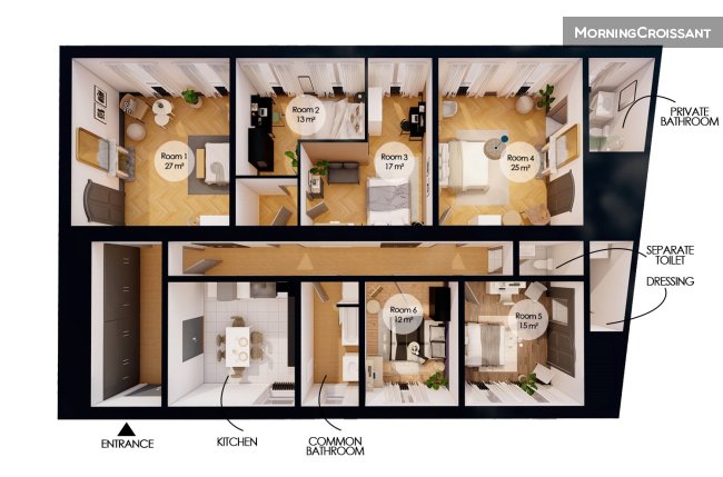 Grande chambre de 17 m² - ST90
