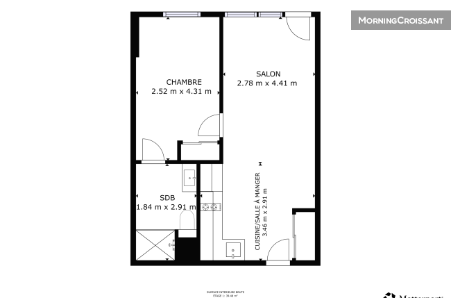 Superbe T1 bis centre