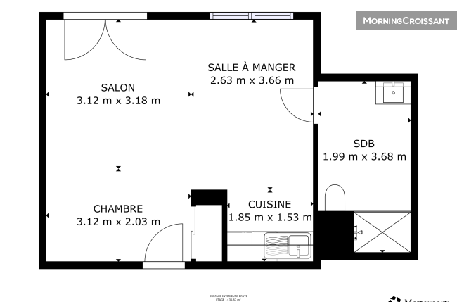 Studio neuf avec services